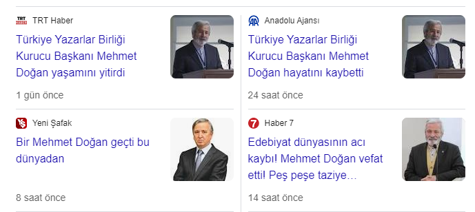 D. Mehmet Doğan Taziye Haberleri